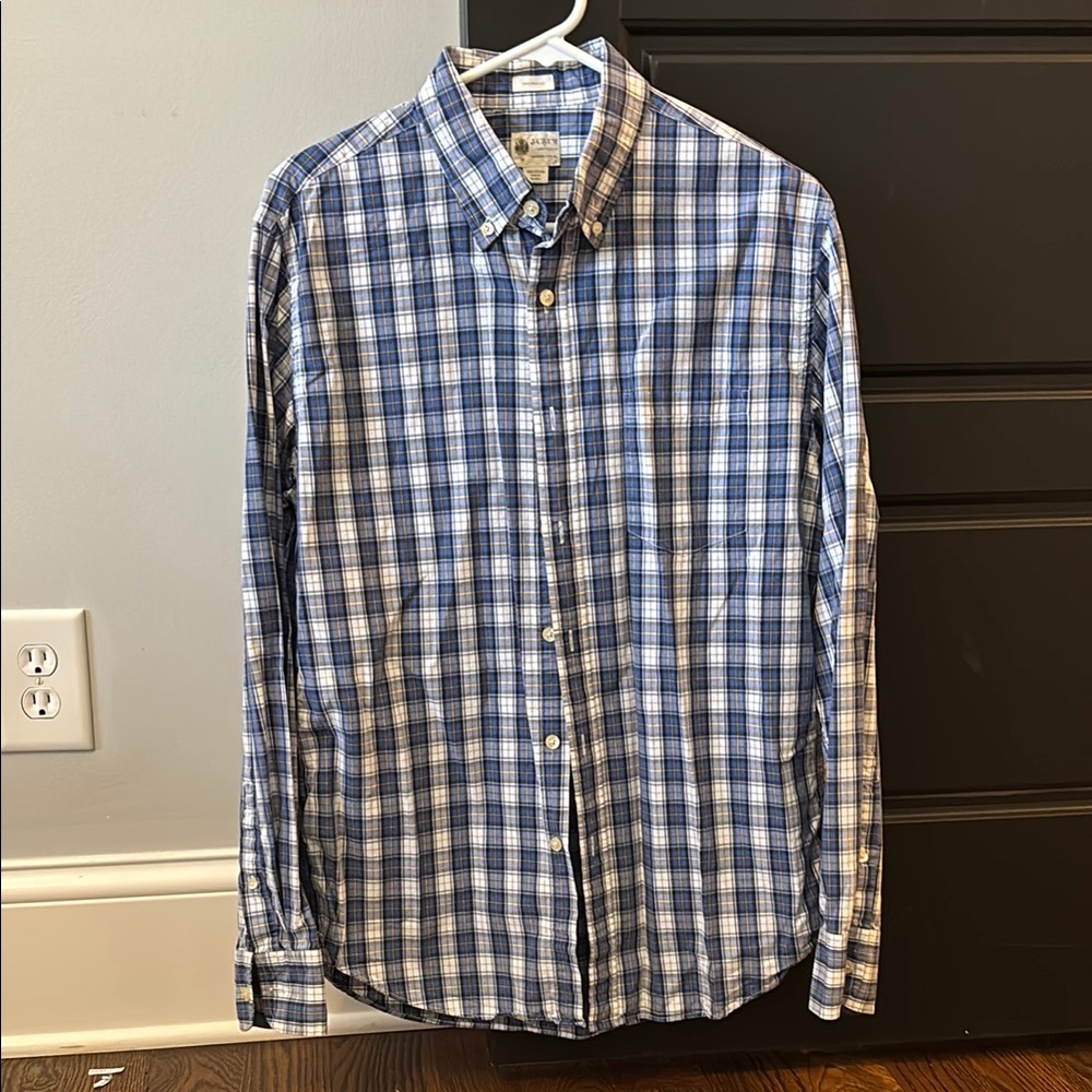 J. Crew Blue and White Casual Plaid Shirt